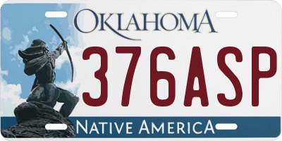 OK license plate 376ASP