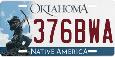 OK license plate 376BWA