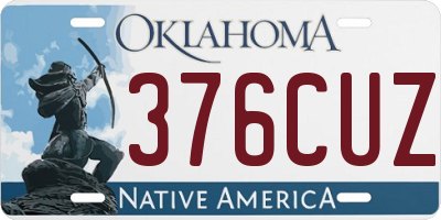 OK license plate 376CUZ