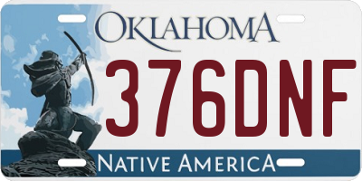 OK license plate 376DNF