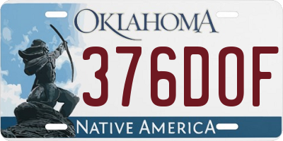OK license plate 376DOF