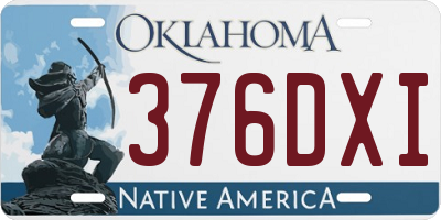 OK license plate 376DXI
