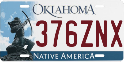 OK license plate 376ZNX