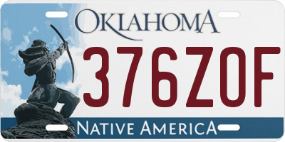 OK license plate 376ZOF