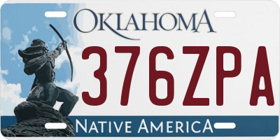 OK license plate 376ZPA