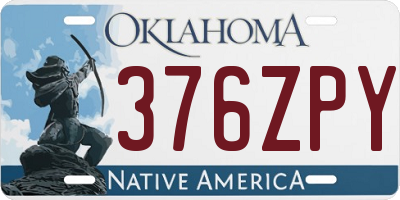 OK license plate 376ZPY
