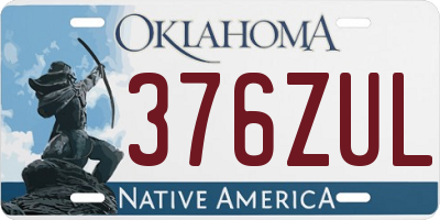 OK license plate 376ZUL