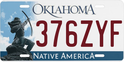 OK license plate 376ZYF