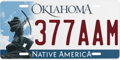 OK license plate 377AAM