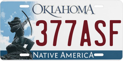 OK license plate 377ASF