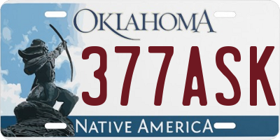OK license plate 377ASK