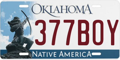 OK license plate 377BOY