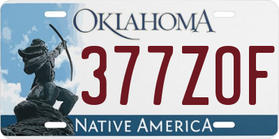OK license plate 377ZOF