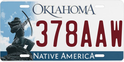 OK license plate 378AAW
