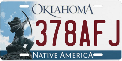 OK license plate 378AFJ