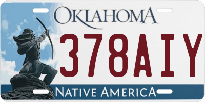 OK license plate 378AIY