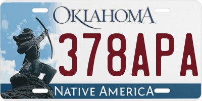 OK license plate 378APA