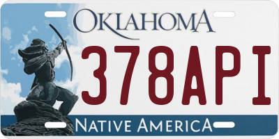 OK license plate 378API