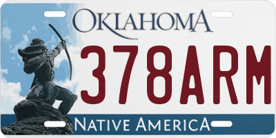 OK license plate 378ARM