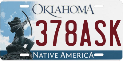 OK license plate 378ASK