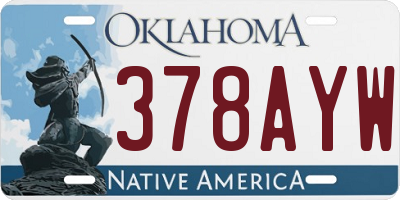 OK license plate 378AYW