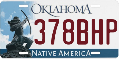OK license plate 378BHP