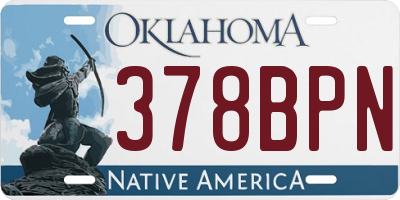 OK license plate 378BPN