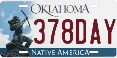 OK license plate 378DAY