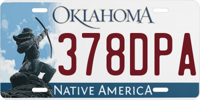 OK license plate 378DPA