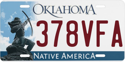 OK license plate 378VFA