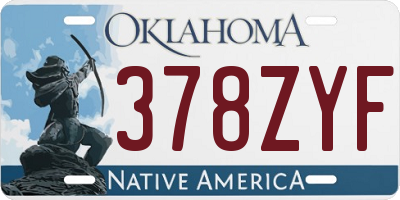 OK license plate 378ZYF