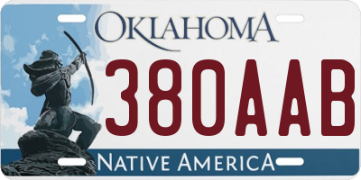 OK license plate 380AAB