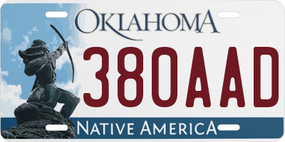 OK license plate 380AAD