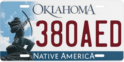 OK license plate 380AED