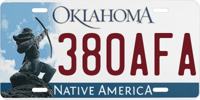 OK license plate 380AFA