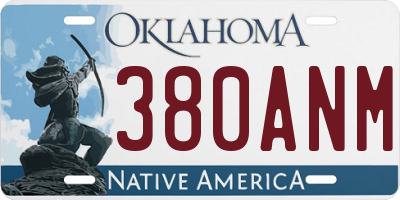 OK license plate 380ANM
