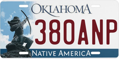 OK license plate 380ANP