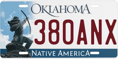OK license plate 380ANX