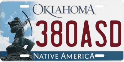 OK license plate 380ASD