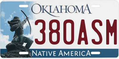 OK license plate 380ASM