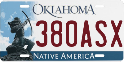 OK license plate 380ASX
