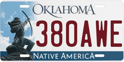 OK license plate 380AWE