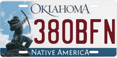 OK license plate 380BFN
