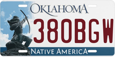 OK license plate 380BGW