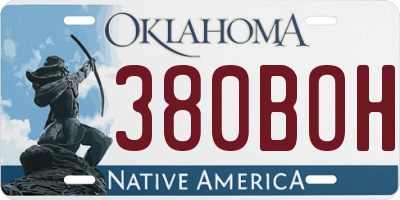 OK license plate 380BOH