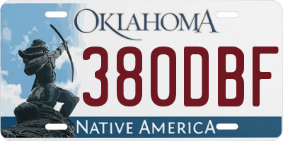 OK license plate 380DBF
