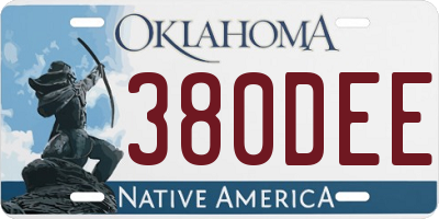 OK license plate 380DEE