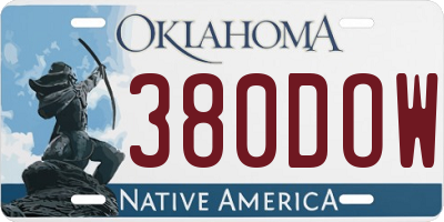 OK license plate 380DOW