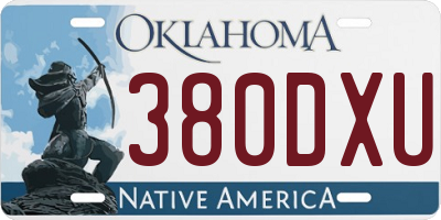 OK license plate 380DXU