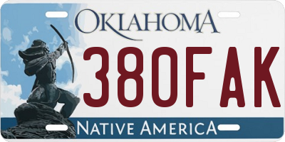 OK license plate 380FAK